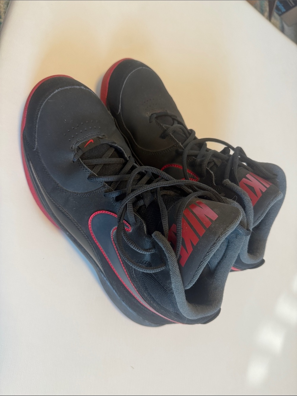 Nike Black and Red Mens High-Top Basketball Sneakers